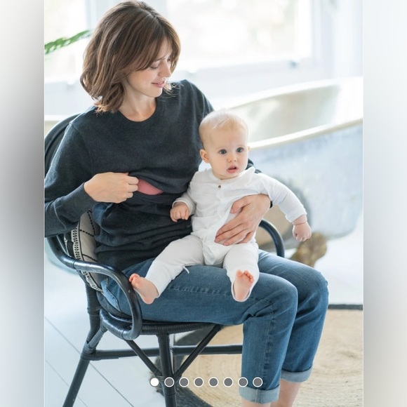 Seraphine Maternity Charcoal Cotton Lift Up Maternity & Nursing Sweater XS - Picture 8 of 10